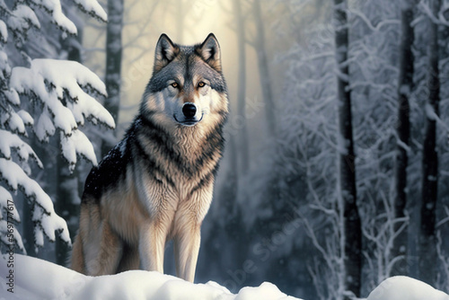 Wolf in winter  Generative AI Digital Illustration Part 90223 © Cool Patterns