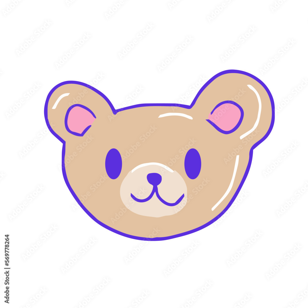 Hand drawn aesthetic cute happy smiling teddy bear head Hand drawn aesthetic cute happy smiling teddy bear head