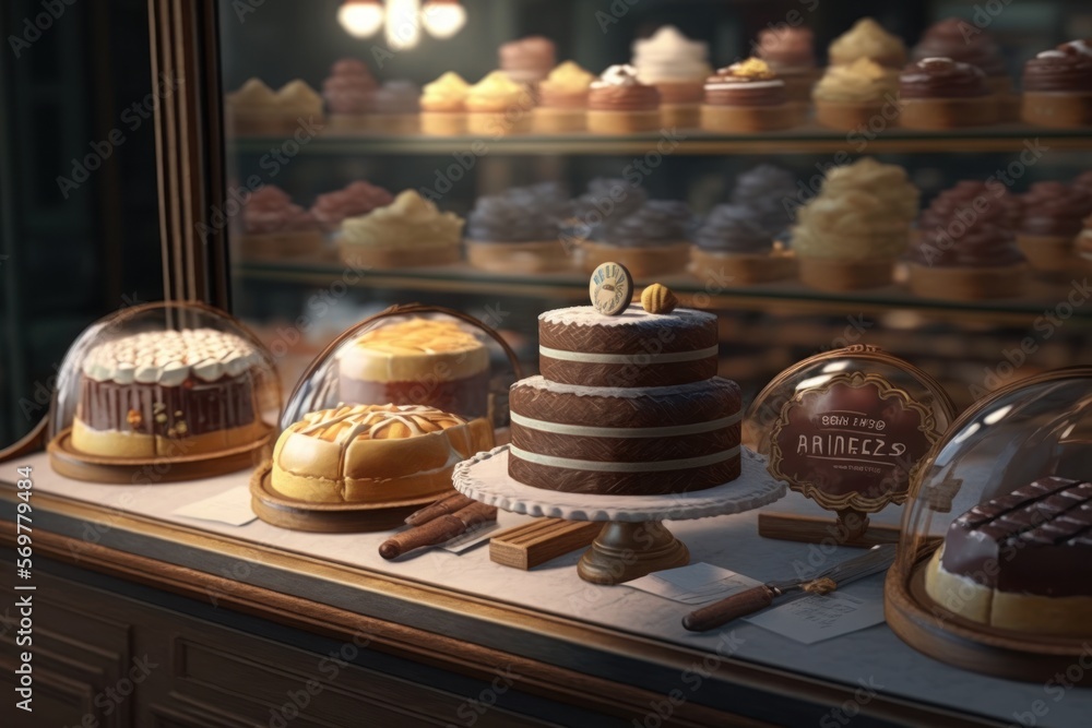 Bakery treats. Illustration. 3D Render. Created with Generative AI Bakery treats. Illustration. 3D Render. Created with Generative AI