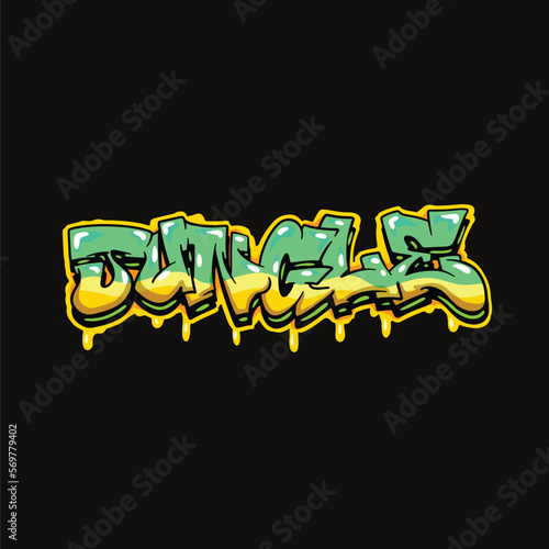 jungle graffiti font word street art weed vector tagging
