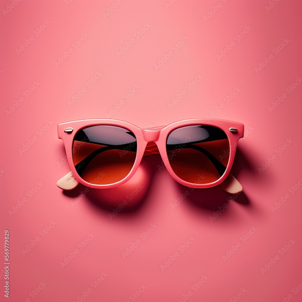 simple pink sunglasses on a pink flat Background, clean and minimalist generative ai simple pink sunglasses on a pink flat Background, clean and minimalist generative ai