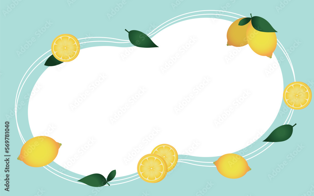 ラフな円形にレモンを散りばめたフレーム