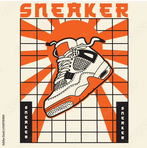Sneaker shoes . Concept. Flat design. Vector illustration. Sneakers in flat style. Sneakers side view. Fashion sneakers.	
