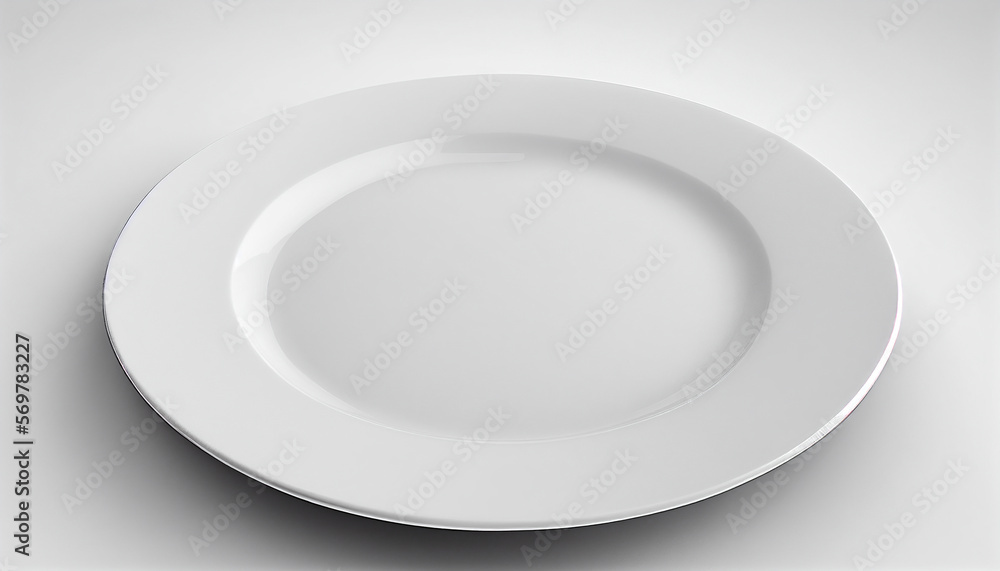 empty white plate on white background , Generative AI empty white plate on white background , Generative AI