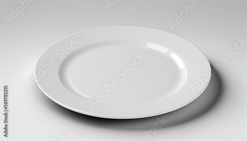 empty white plate on white background , Generative AI