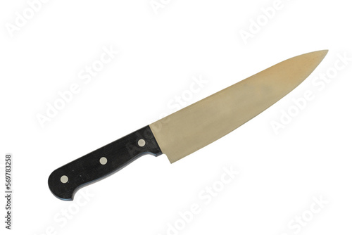 Sharp stainless steel knife isolated on white background