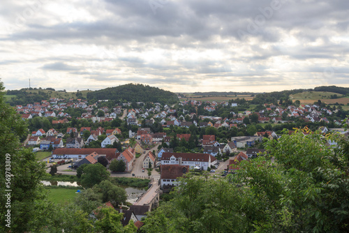 Panorama view of town Harburg in Bavaria  Germany
