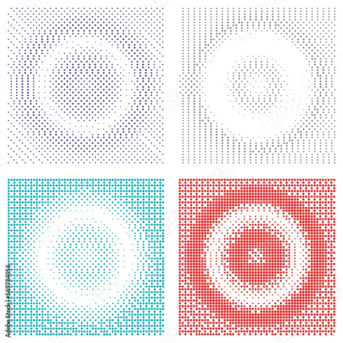 set of four backgrounds with square halftone 
