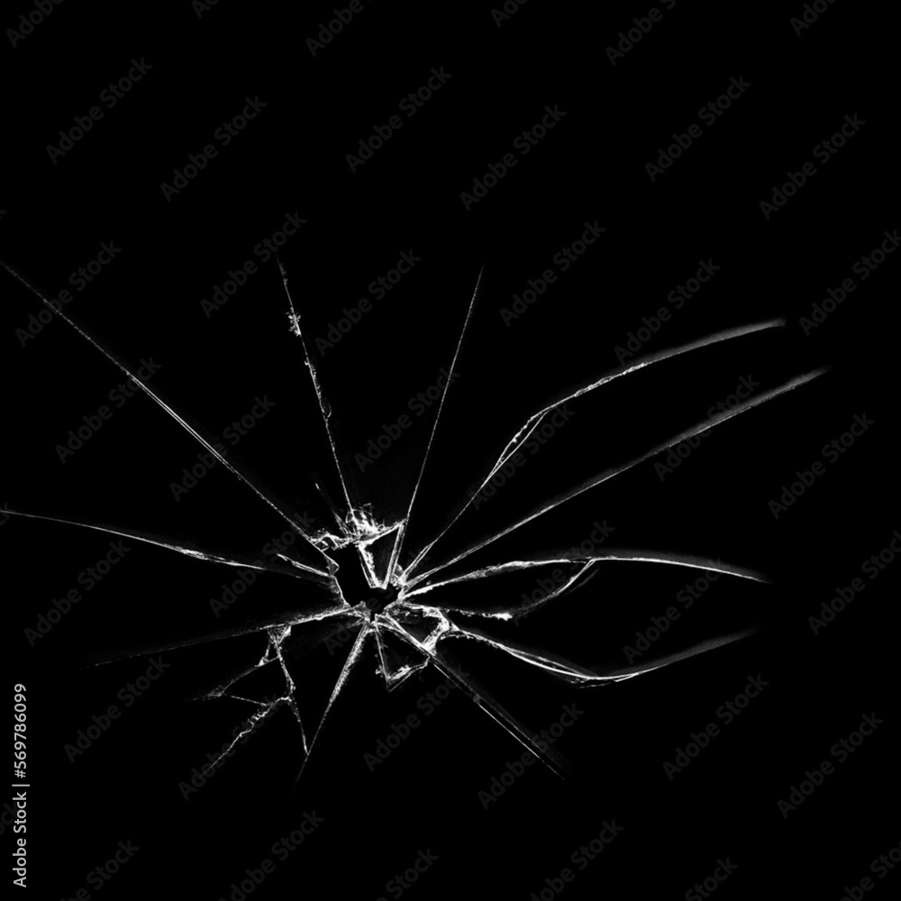 Pieces of destructed Shattered glass. Royalty highquality free stock