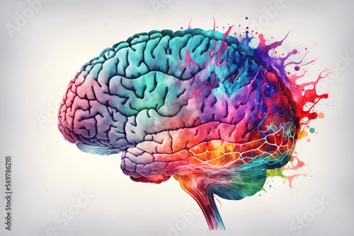 Gehirn Farb Splash Grafik / IQ / Wallpaper photo
