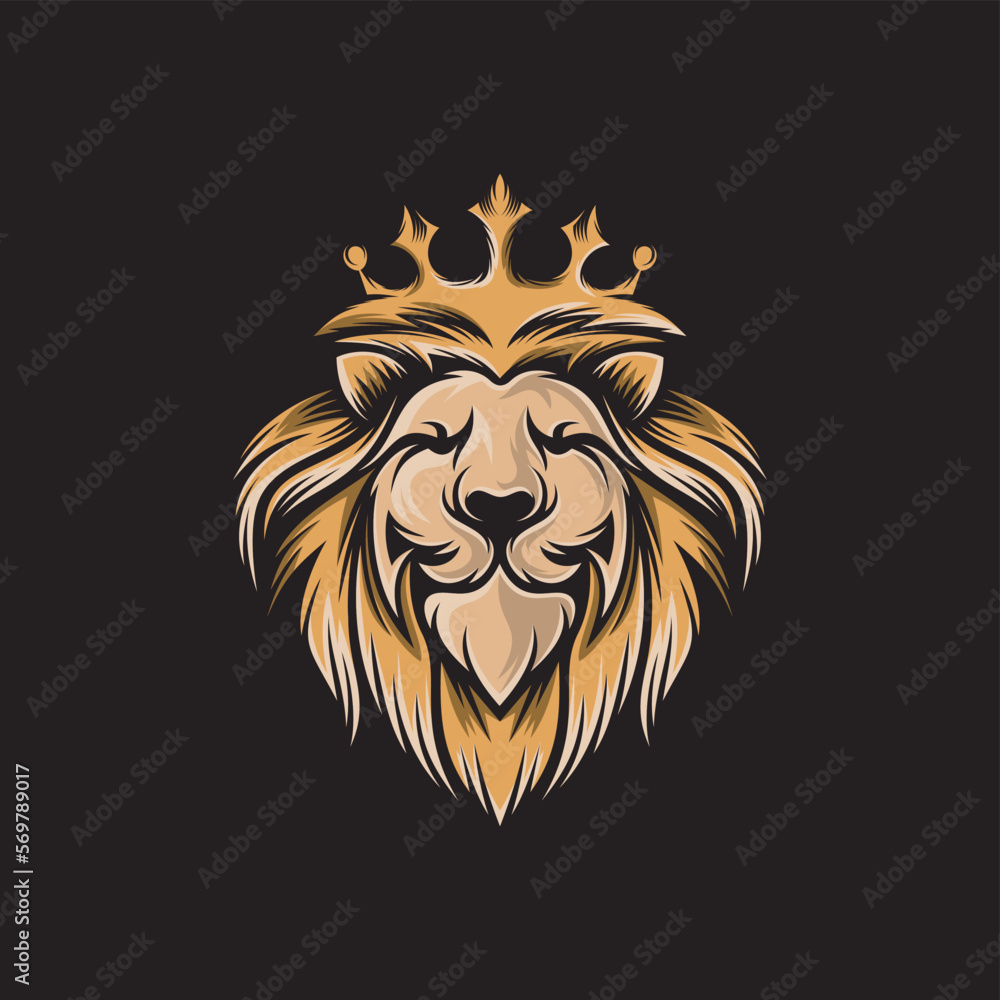 lion head logo design vector template