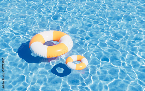 Inflatable swimming ring  summer and swimming themes  3d rendering.