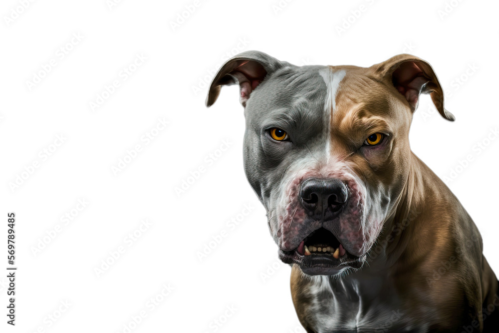 Angry bulldog, isolated on transparent background. Bulldog portrait. Post-processed generative AI