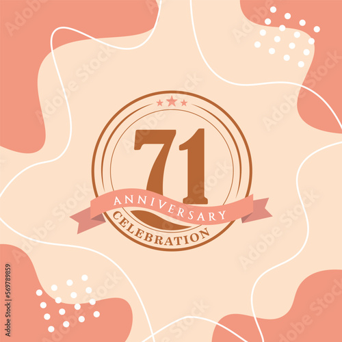 71st anniversary celebration logo vector design with brown color background and brown color later abstract design
