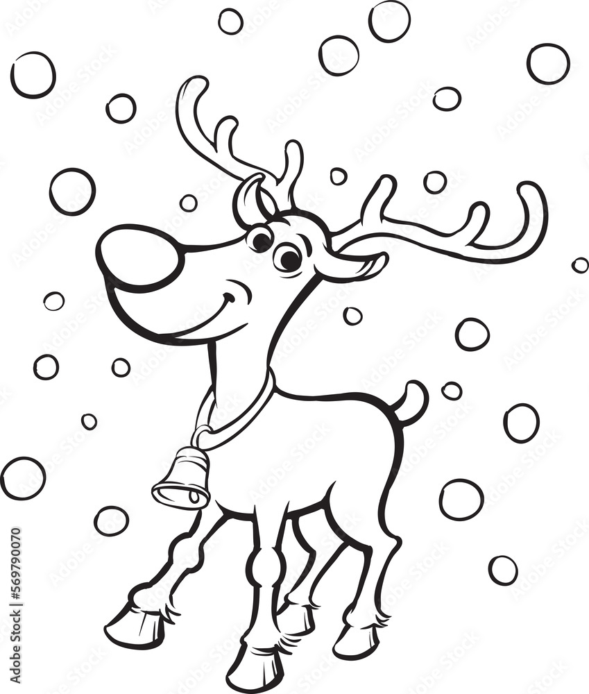 Coloring Book Rudolph the red nosed reindeer - PNG image with