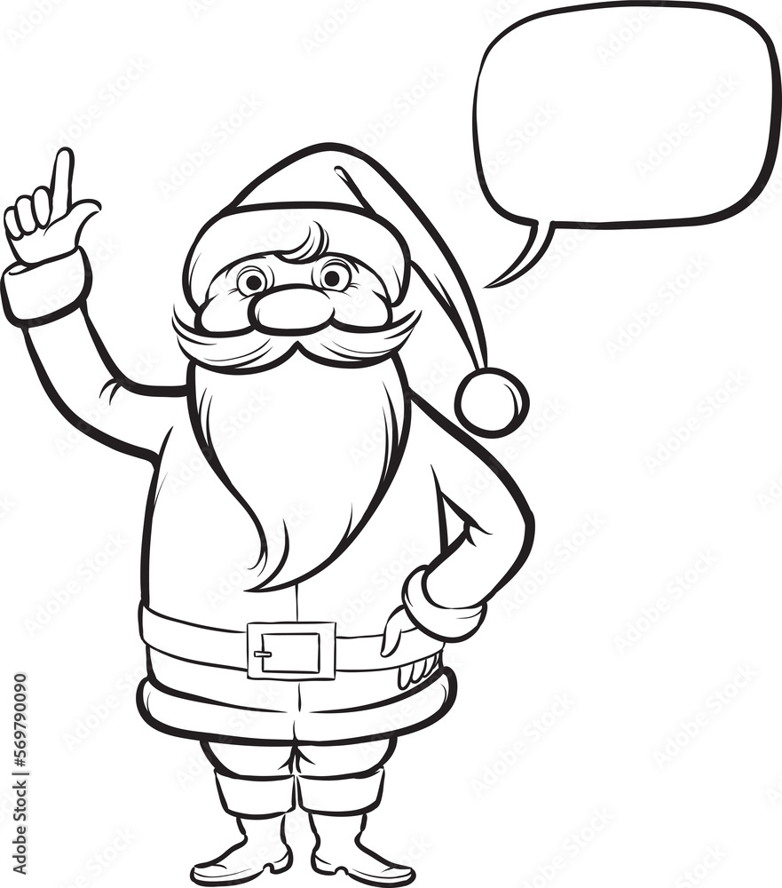 Coloring Book Santa Claus exclaiming - PNG image with transparent background