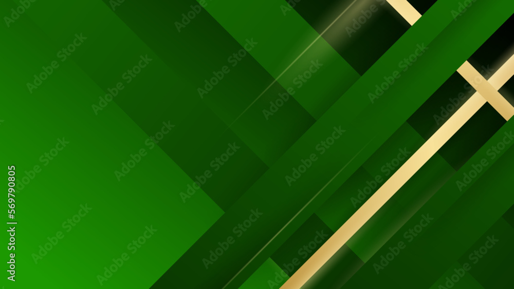 Geometric dark green abstract background. Random shapes with lines
