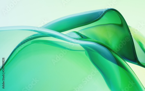Flowing wave transparent glass cloth  3d rendering.