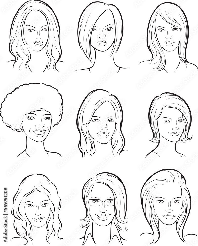 whiteboard drawing beautiful women heads - PNG image with transparent background whiteboard drawing beautiful women heads - PNG image with transparent background