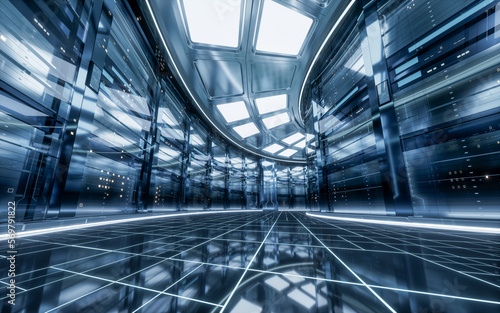 Fotografi Sever racks and data center, big data and cloud computing concept, 3d rendering