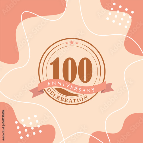 100th anniversary celebration logo vector design with brown color background and brown color later abstract design
