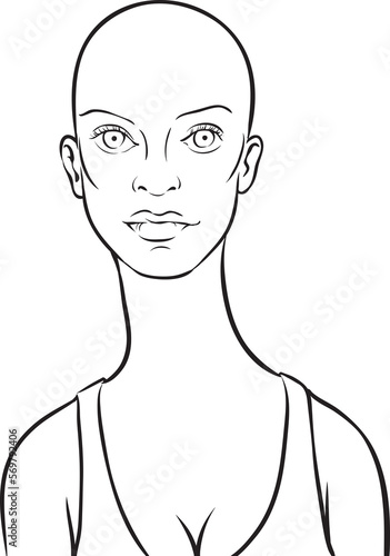 whiteboard drawing cartoon bald woman - PNG image with transparent background