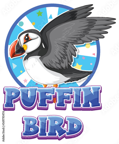 Puffin bird logo with carton character