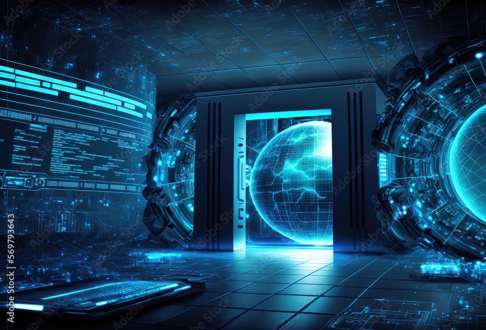 data center cyber security futuristic room concept, . Generated AI