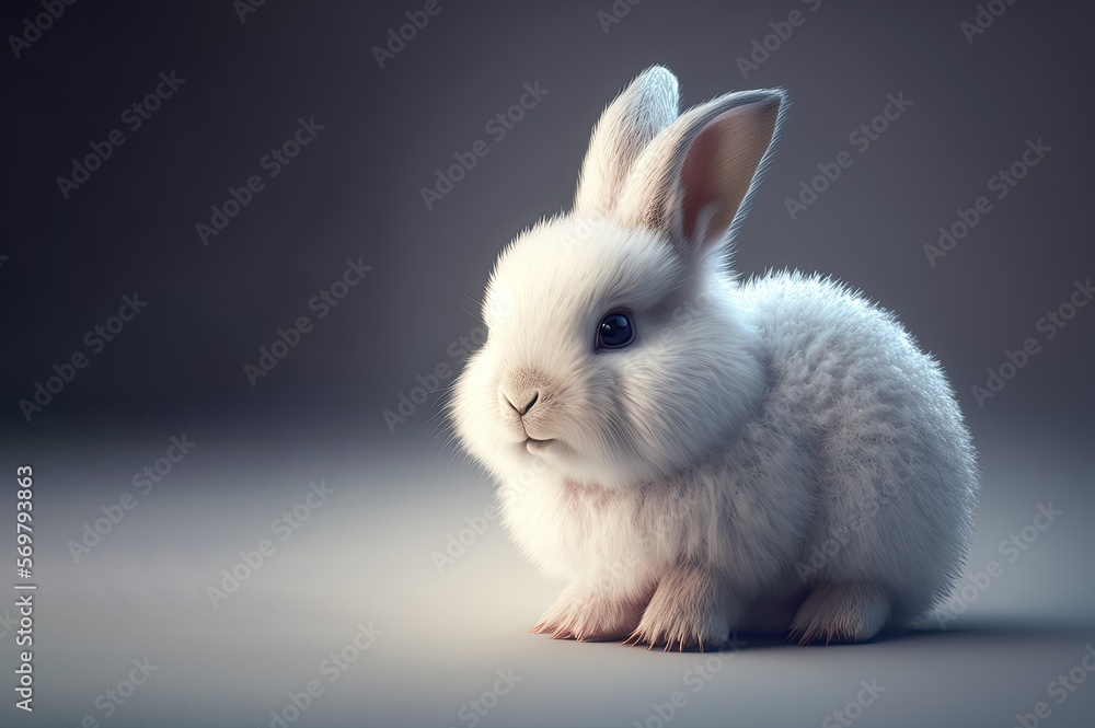 Cute rabbit, fluffy bunny.Generated AI