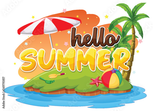 Hello summer logo template