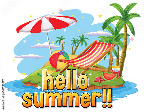 Hello summer logo template