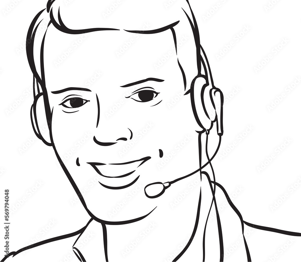 whiteboard drawing customer service man with headset - PNG image with transparent background whiteboard drawing customer service man with headset - PNG image with transparent background