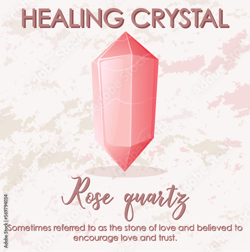 Rose quartz stone with text