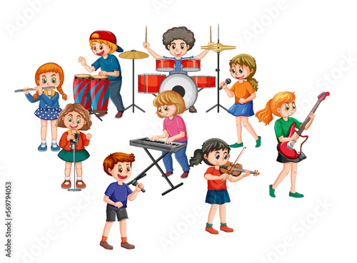 Music band kids cartoon