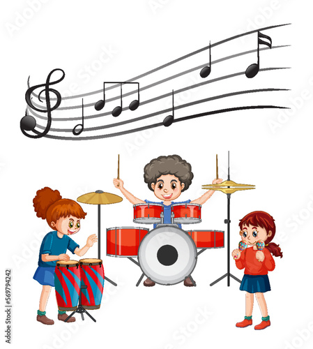 Music band kids cartoon