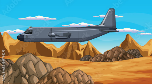 Military aircraft with outdoor scene background