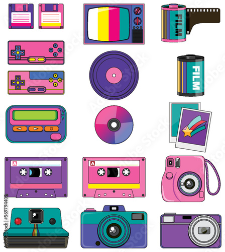 Retro objects and elements set