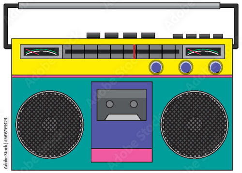 Retro radio on white background