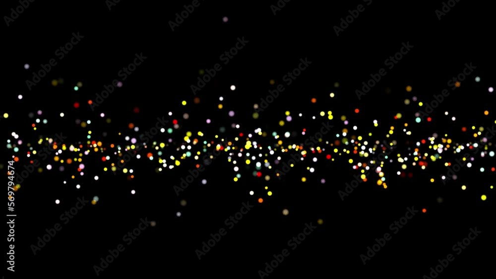 Colorful dot particles moving around on black screen Colorful dot particles moving around on black screen