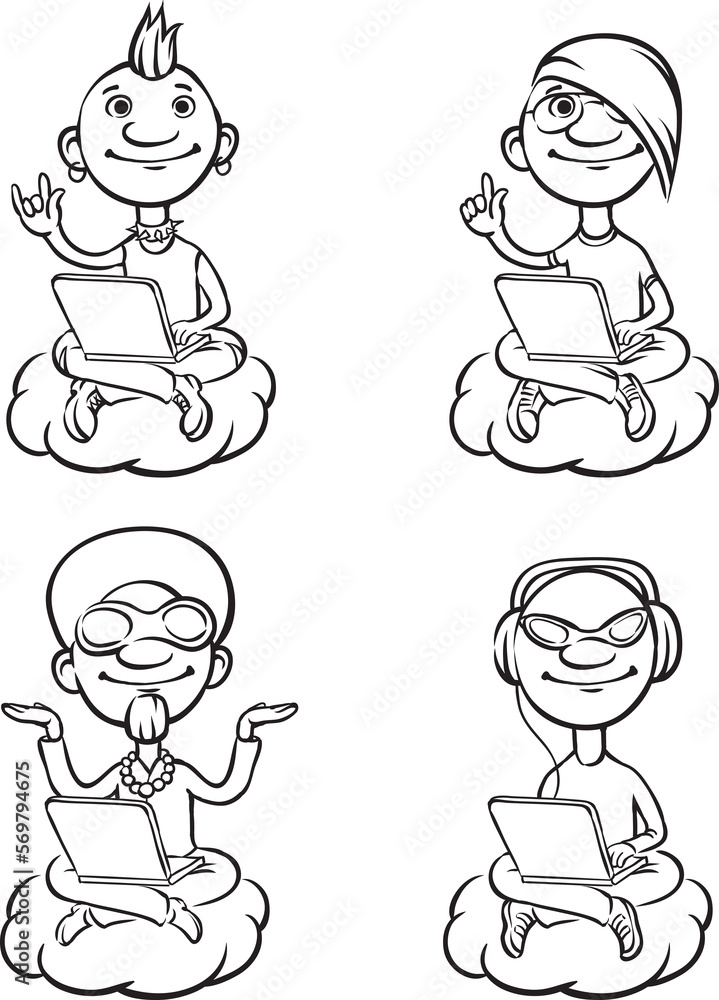 whiteboard drawing funky cartoon people on a cloud - PNG image with transparent background whiteboard drawing funky cartoon people on a cloud - PNG image with transparent background