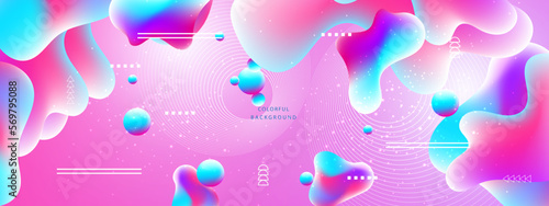 Trendy summer fluid gradient background, colorful abstract liquid 3d shapes. Futuristic design wallpaper for banner, poster, cover, flyer, presentation, advertising, landing page