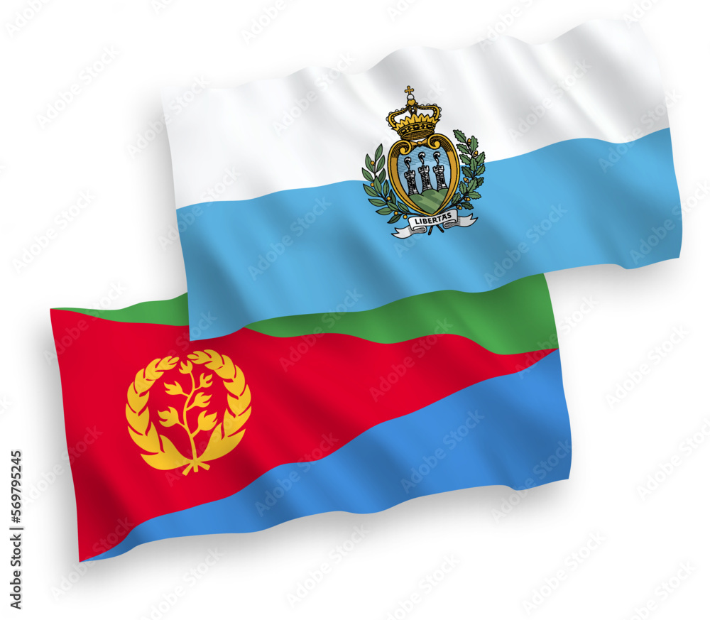 Flags of San Marino and Eritrea on a white background