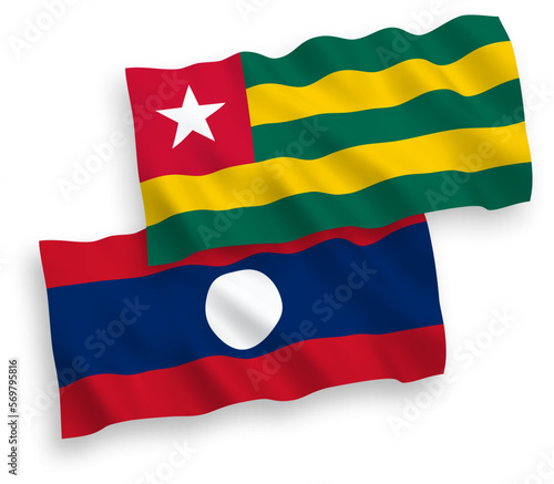 Flags of Togolese Republic and Laos on a white background