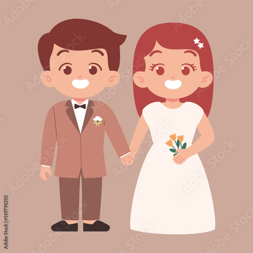 Bride and groom. Wedding concept illustration