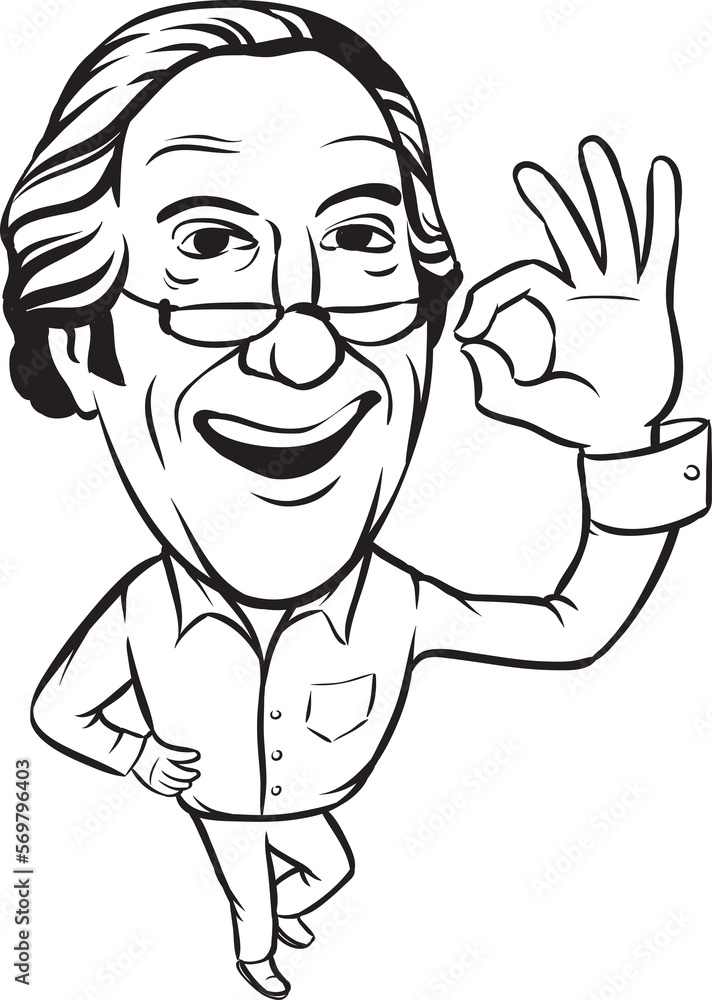 whiteboard drawing smiling senior man with ok hand sign - PNG image with transparent background whiteboard drawing smiling senior man with ok hand sign - PNG image with transparent background