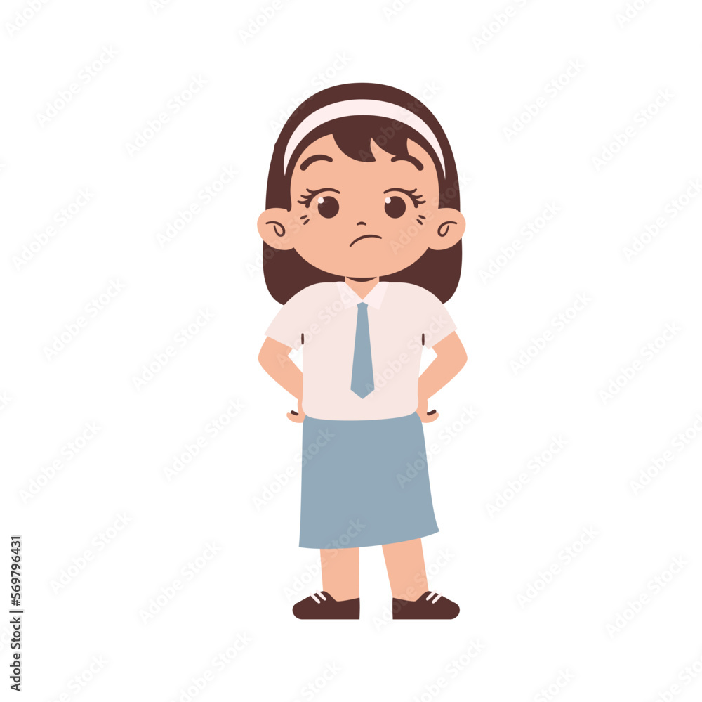 Confused Indonesian high school student. Education concept illustration