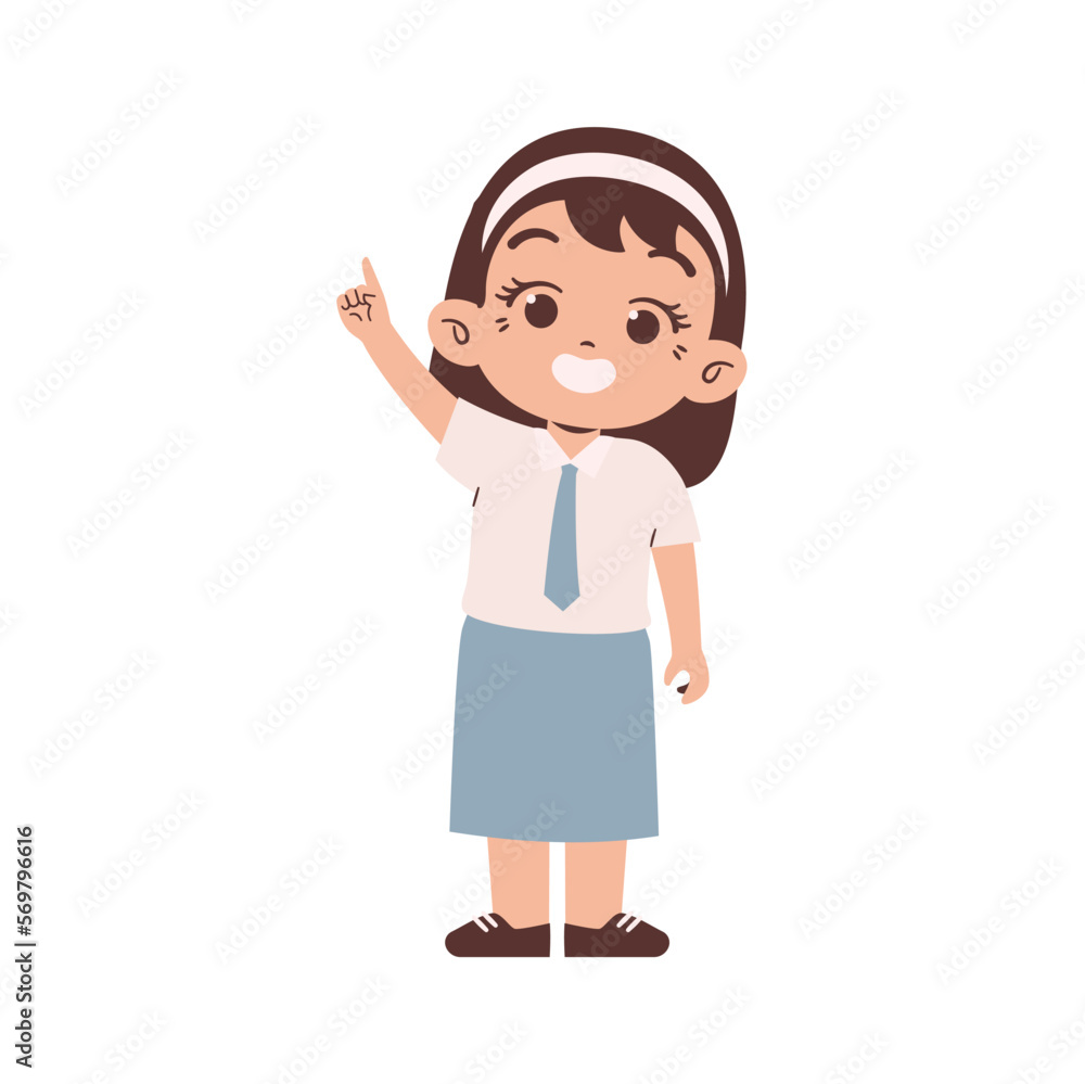 Indonesian high school student with Pointing finger. Education concept illustration Indonesian high school student with Pointing finger. Education concept illustration