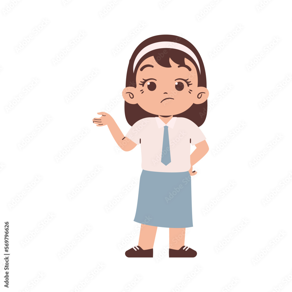 Confused Indonesian high school student. Education concept illustration