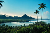 Wallpaper of beautiful tropical paradise landscape. Generative ai