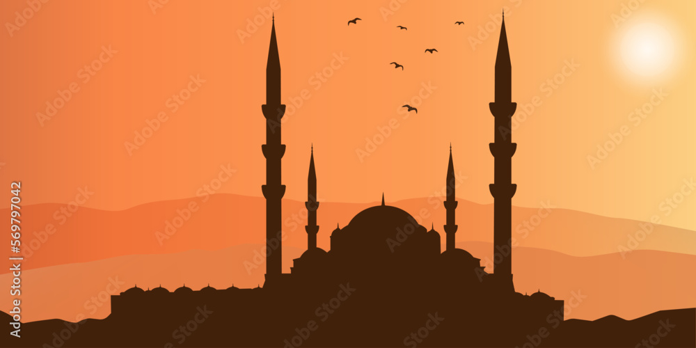 Fototapeta premium silhouette of mosque